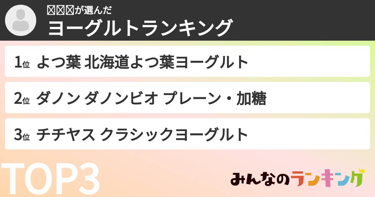𝐌𝐢𝐨さんの「ヨーグルトランキング」