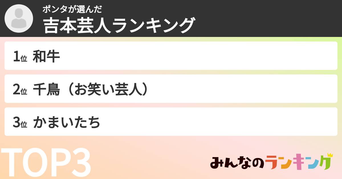 ポンタさんの「吉本芸人ランキング」