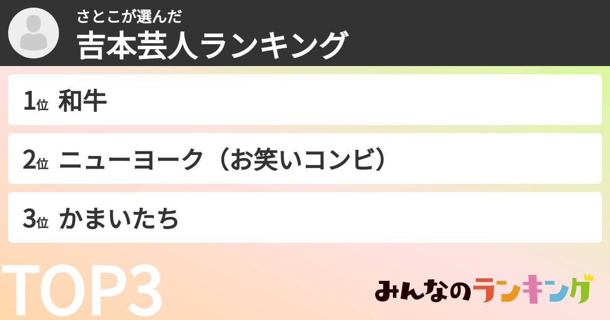 さとこさんの「吉本芸人ランキング」
