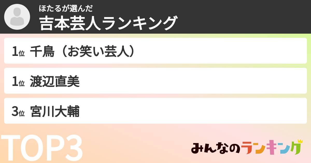 ほたるさんの「吉本芸人ランキング」