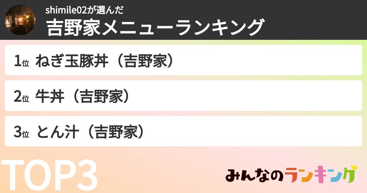 shimile02さんの「吉野家メニューランキング」