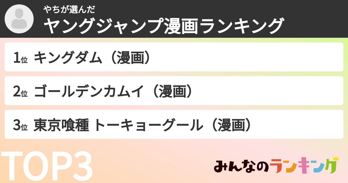 やちさんの「ヤングジャンプ漫画ランキング」