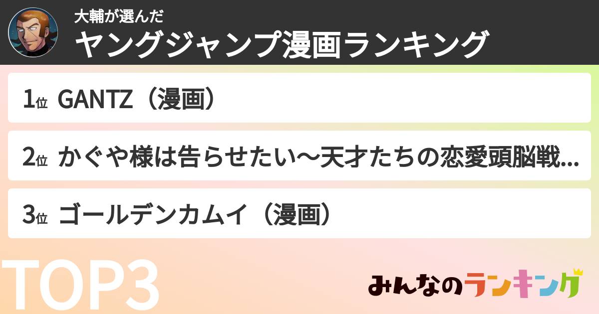 大輔さんの「ヤングジャンプ漫画ランキング」