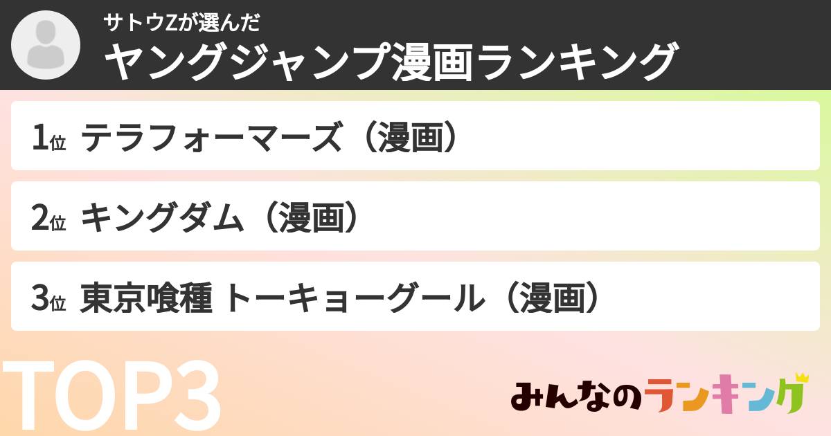 サトウZさんの「ヤングジャンプ漫画ランキング」