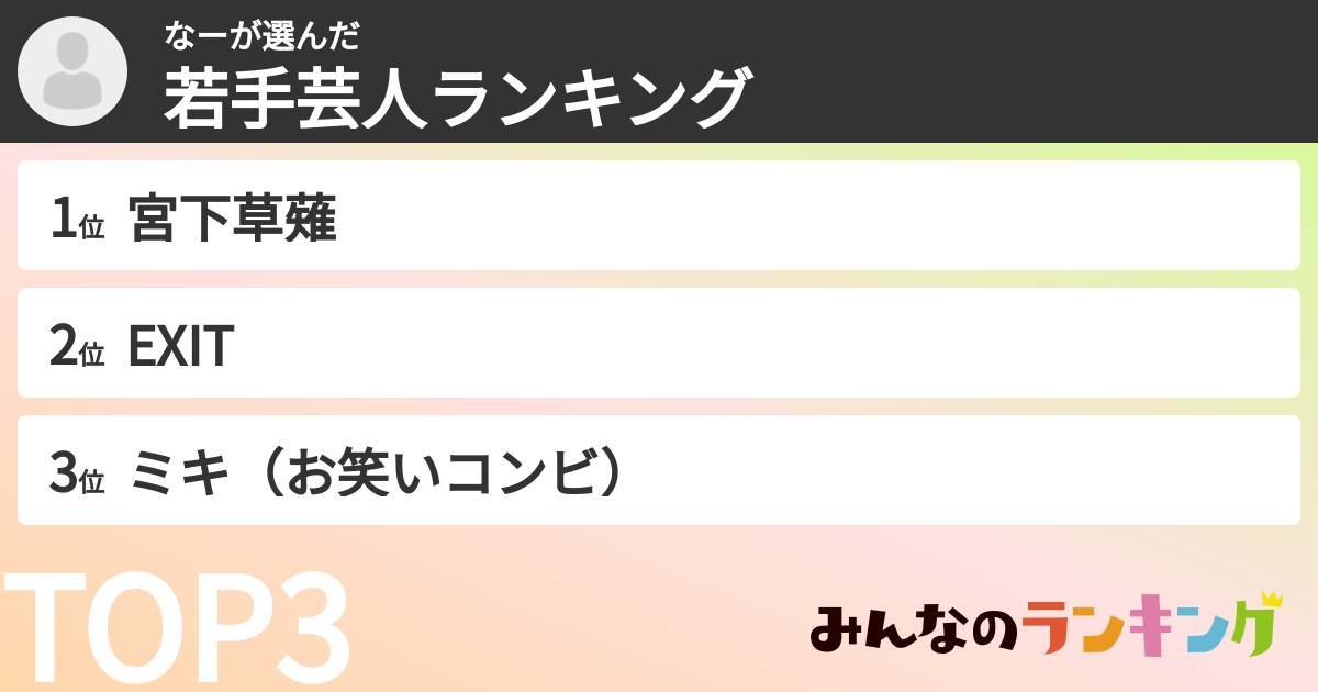 なーさんの「若手芸人ランキング」