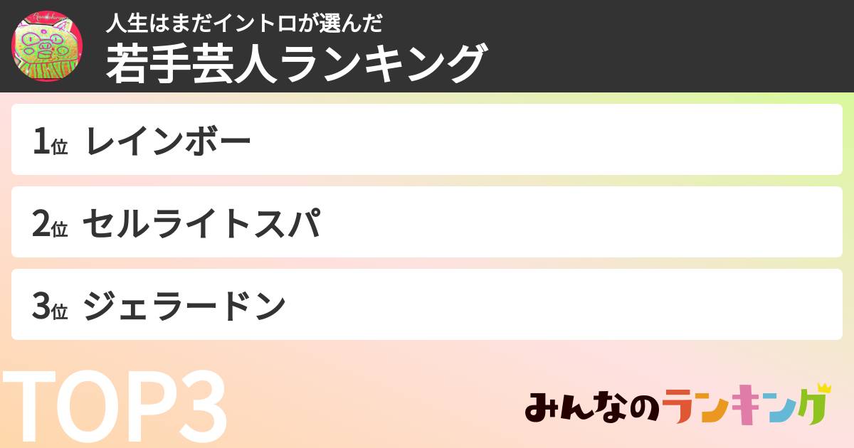 人生はまだイントロさんの「若手芸人ランキング」