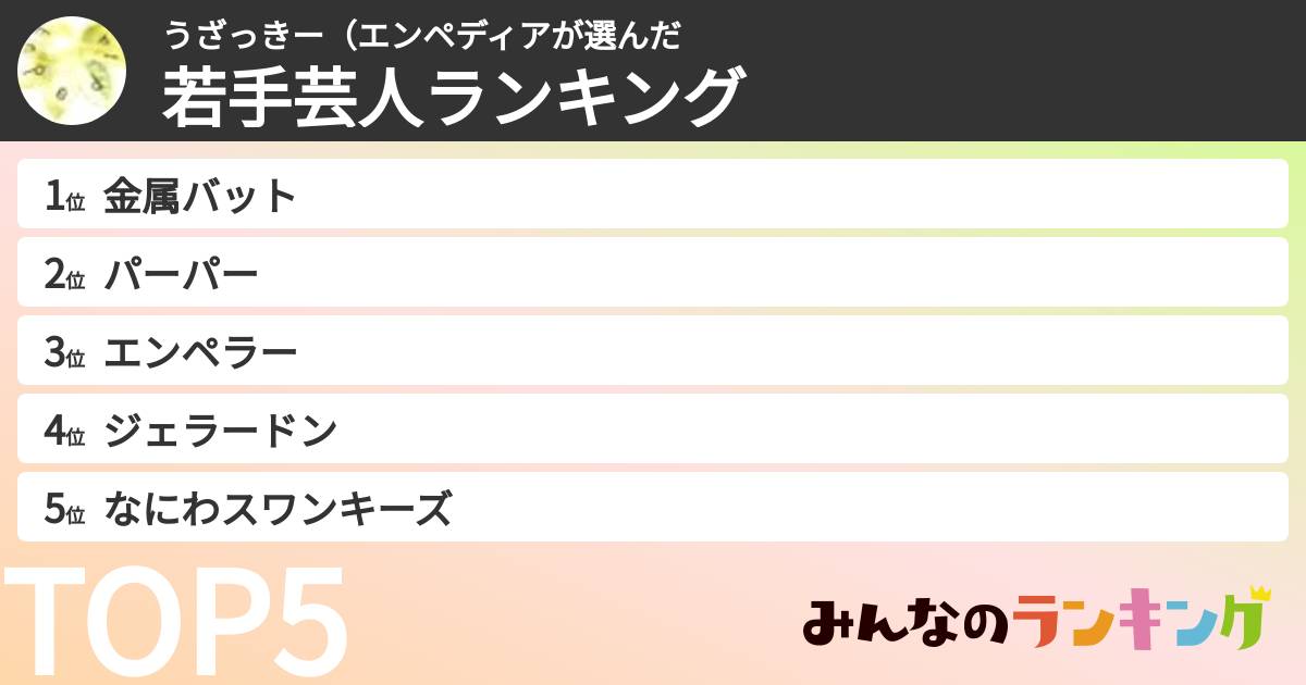 うざっきー（エンペディアさんの「若手芸人ランキング」