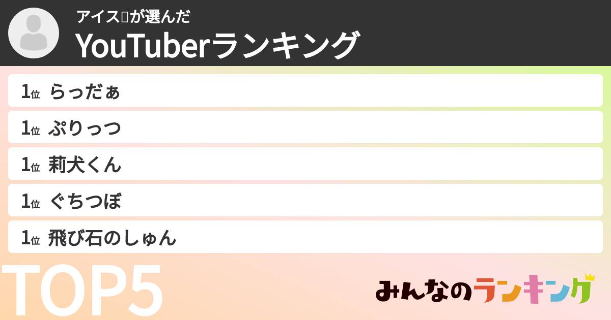 アイス🍨さんの「YouTuberランキング」