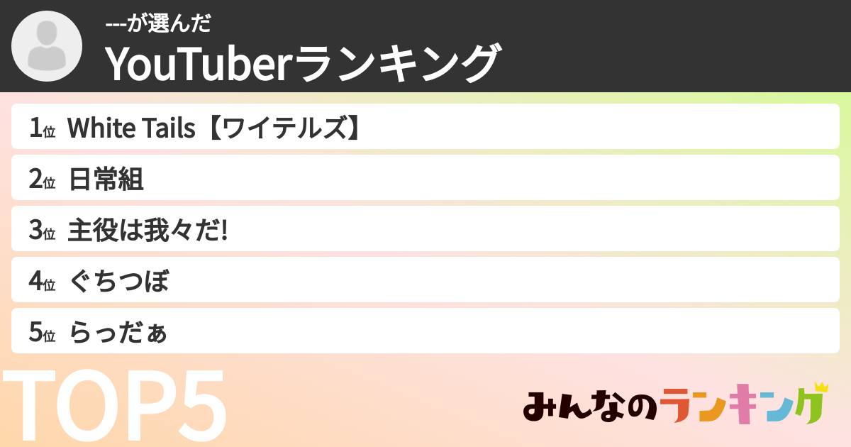 ---さんの「YouTuberランキング」