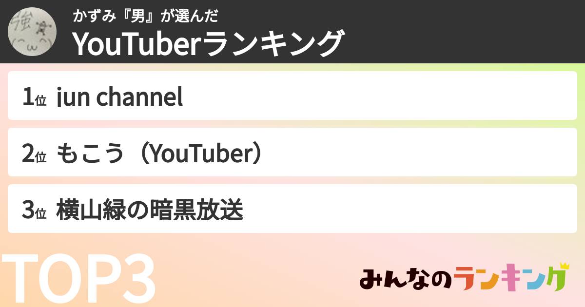 かずみ『男』さんの「YouTuberランキング」
