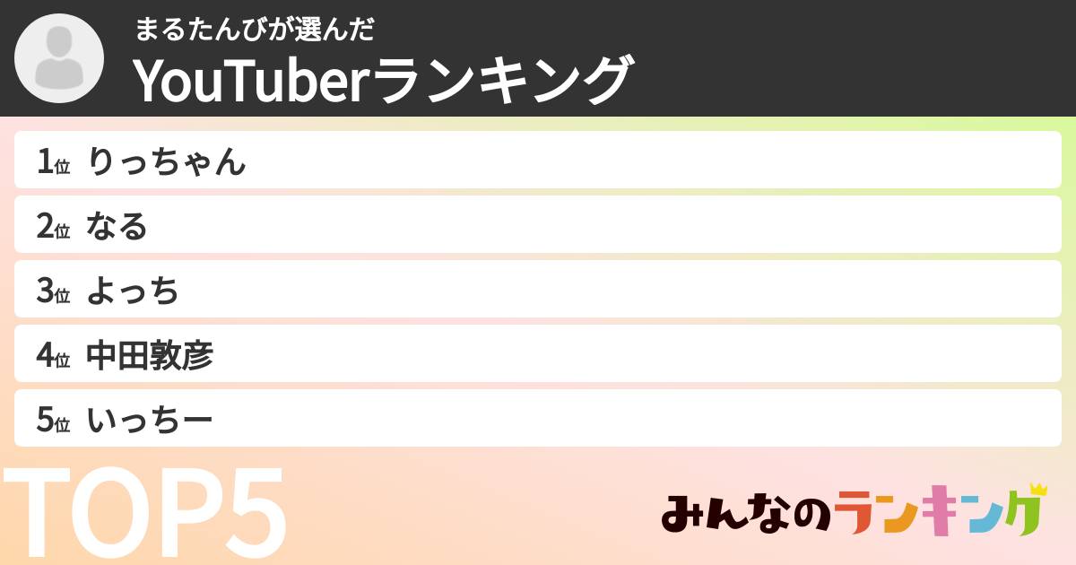 まるたんびさんの「YouTuberランキング」