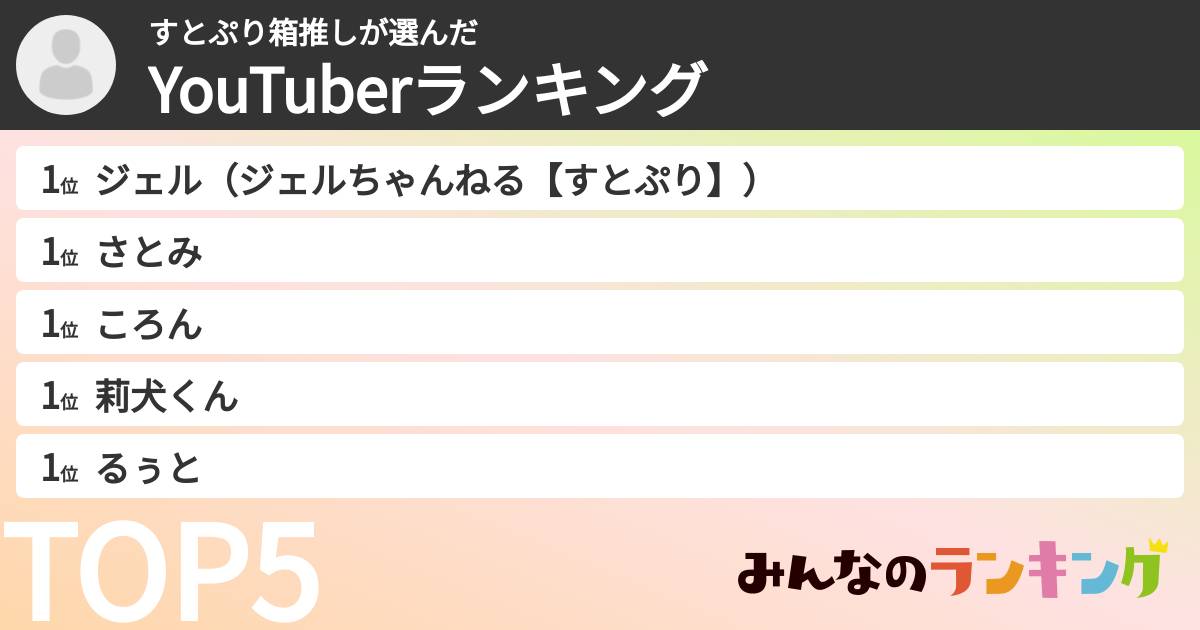 すとぷり箱推しさんの「YouTuberランキング」