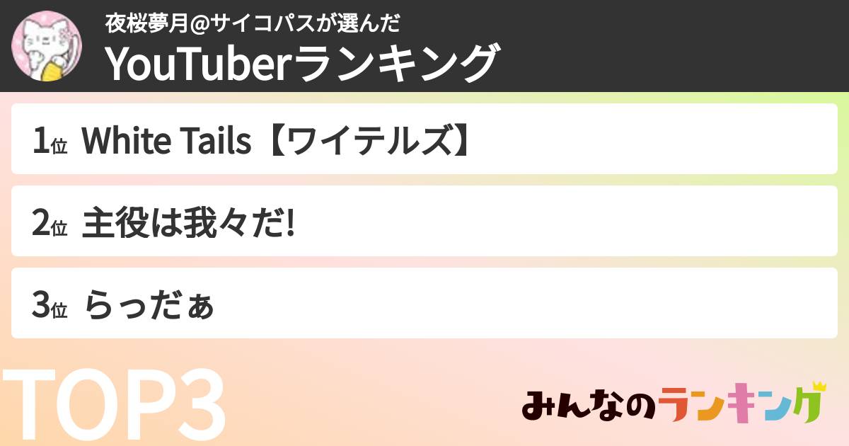 夜桜夢月@サイコパスさんの「YouTuberランキング」