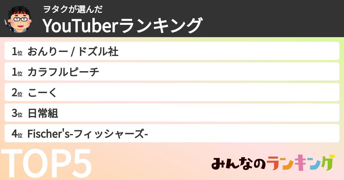 ヲタクさんの「YouTuberランキング」