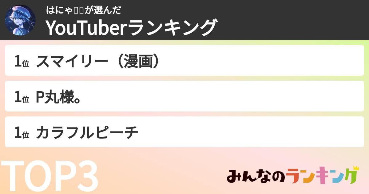 はにゃ💎🍳さんの「YouTuberランキング」