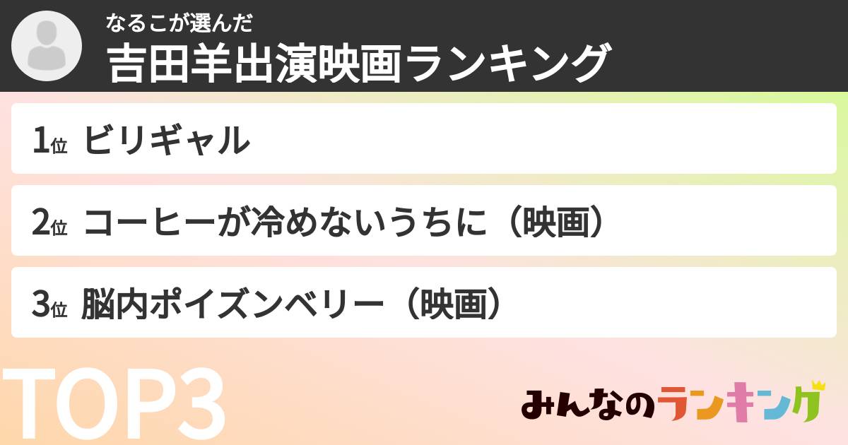 なるこさんの「吉田羊出演映画ランキング」
