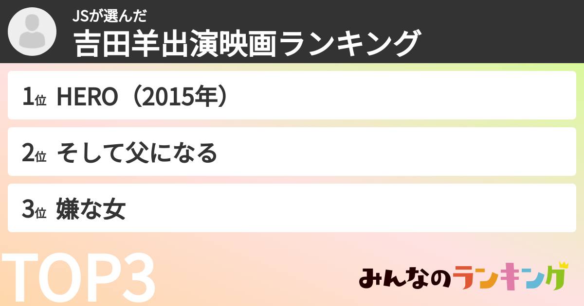 JSさんの「吉田羊出演映画ランキング」