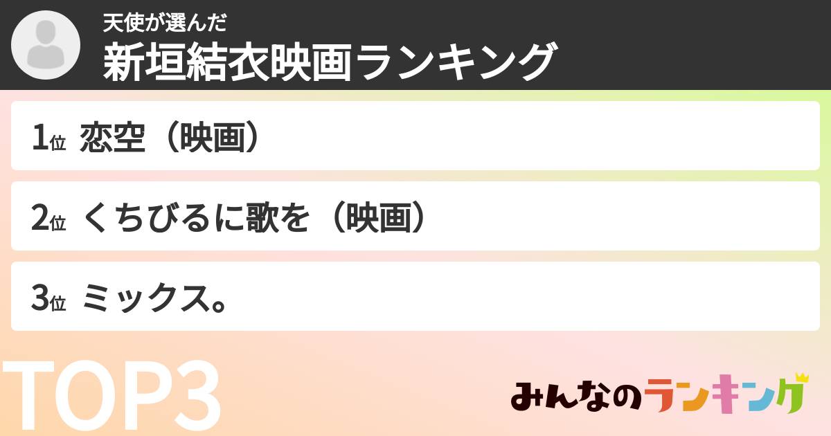 天使さんの「新垣結衣映画ランキング」