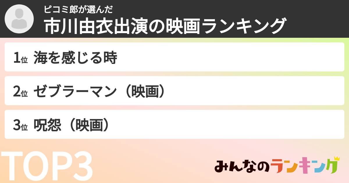 ピコミ郎さんの「市川由衣出演の映画ランキング」