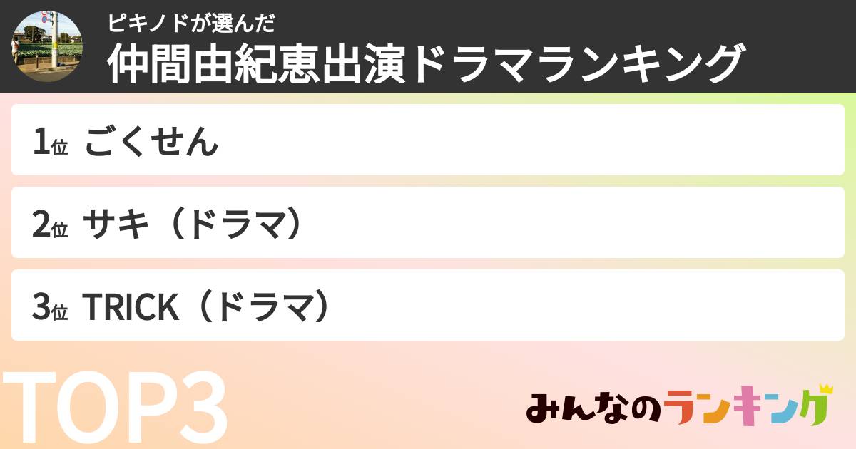 ピキノドさんの「仲間由紀恵出演ドラマランキング」