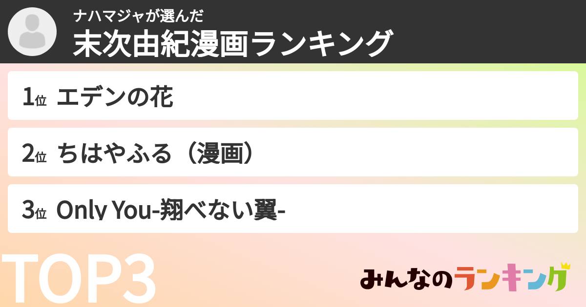 ナハマジャさんの「末次由紀漫画ランキング」