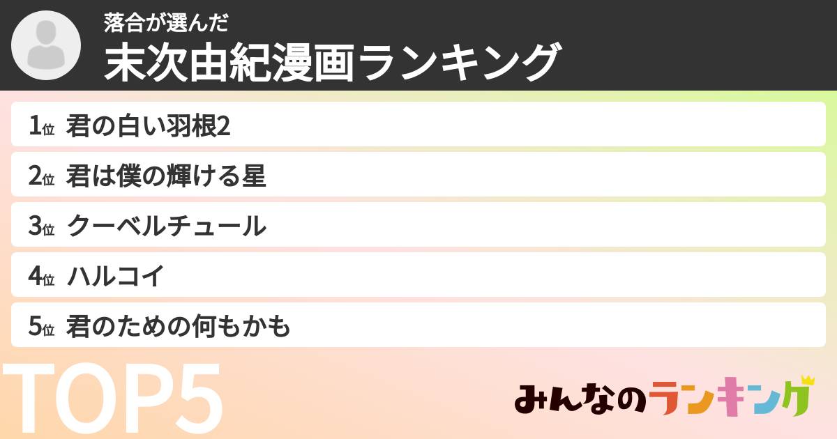 落合さんの「末次由紀漫画ランキング」