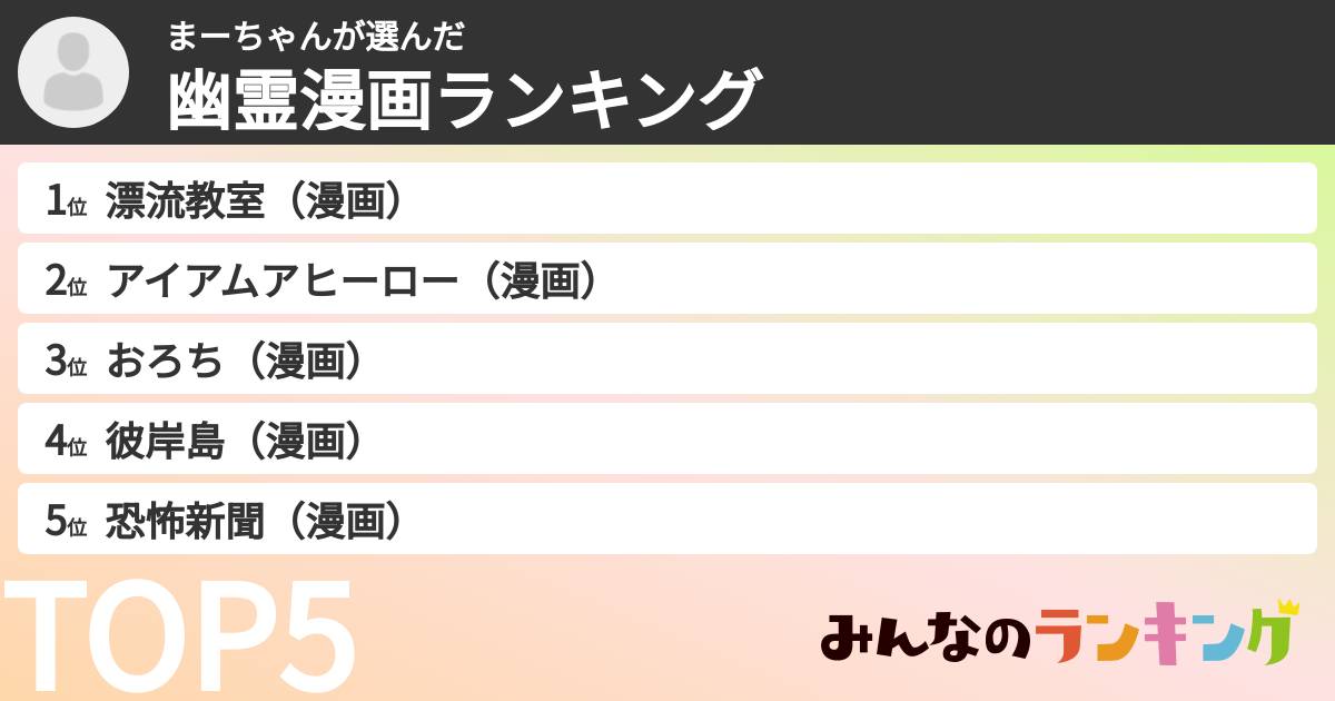 まーちゃんさんの「幽霊漫画ランキング」