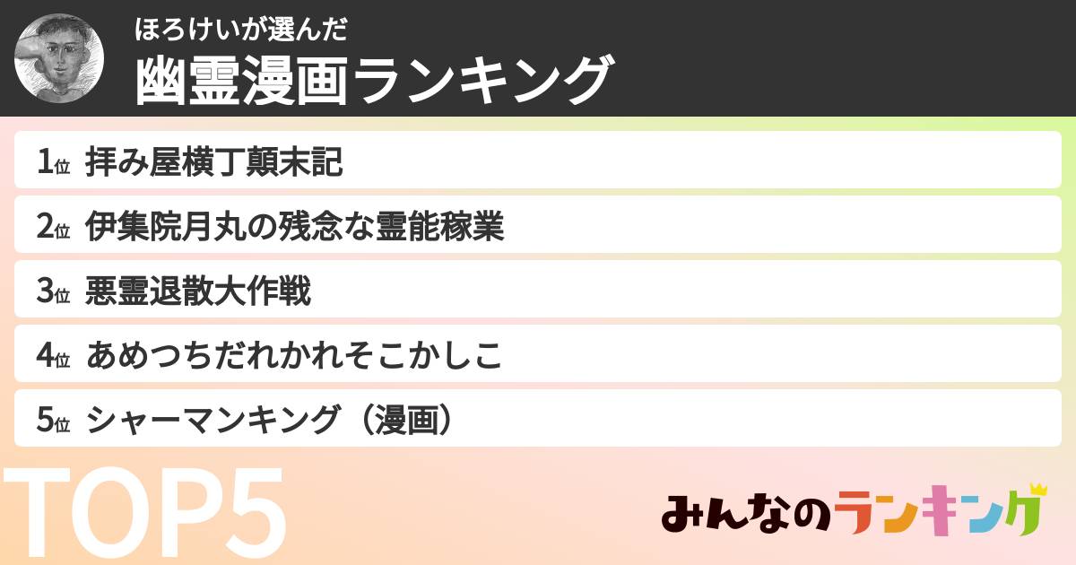 ほろけいさんの「幽霊漫画ランキング」