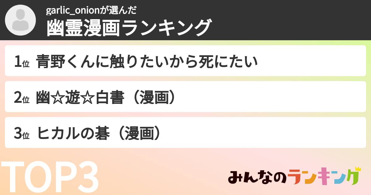 garlic_onionさんの「幽霊漫画ランキング」