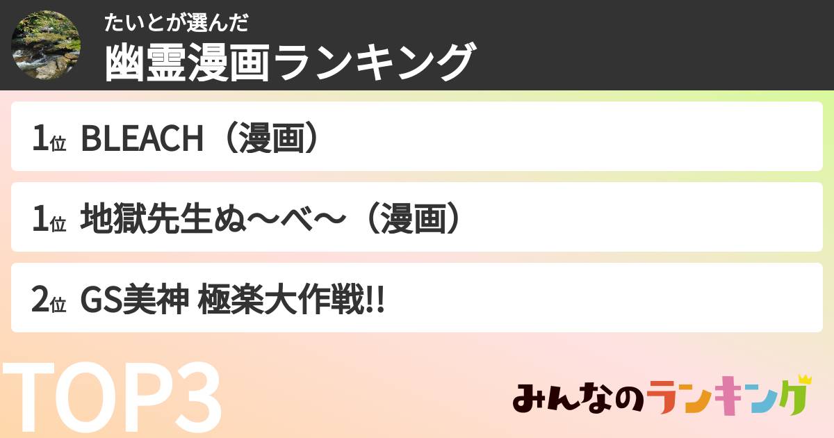 たいとさんの「幽霊漫画ランキング」