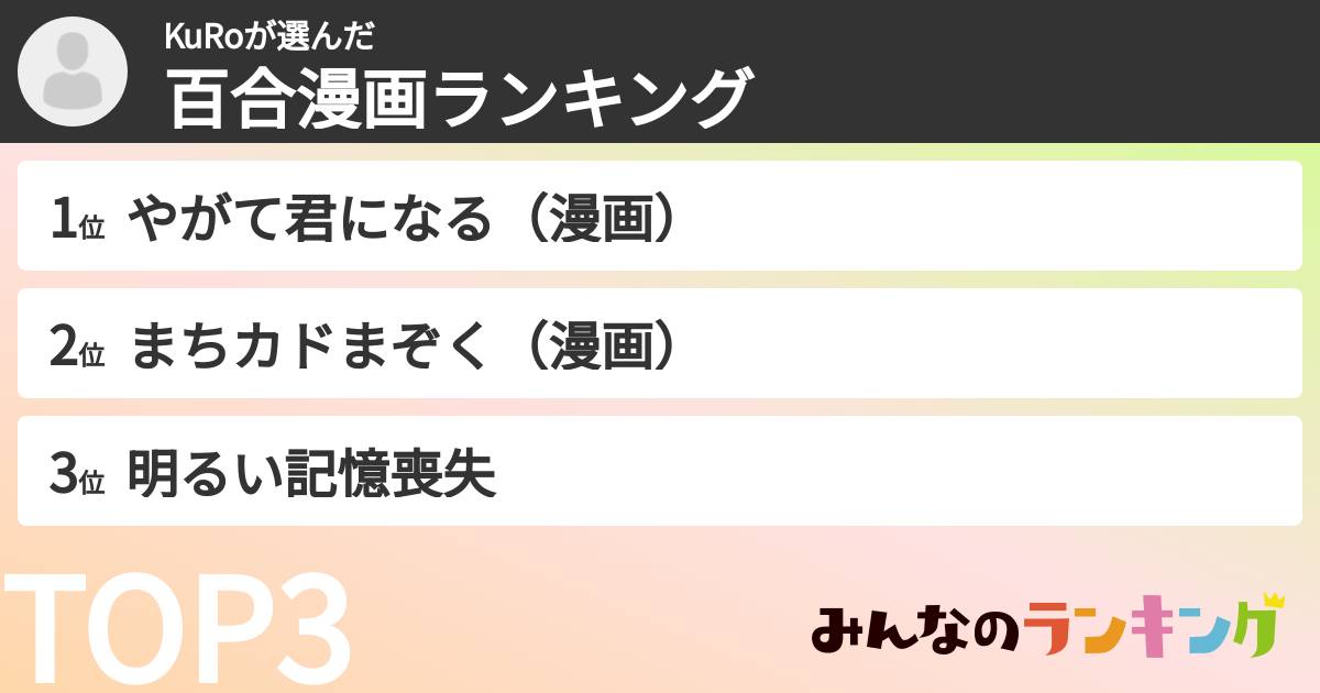 KuRoさんの「百合漫画ランキング」