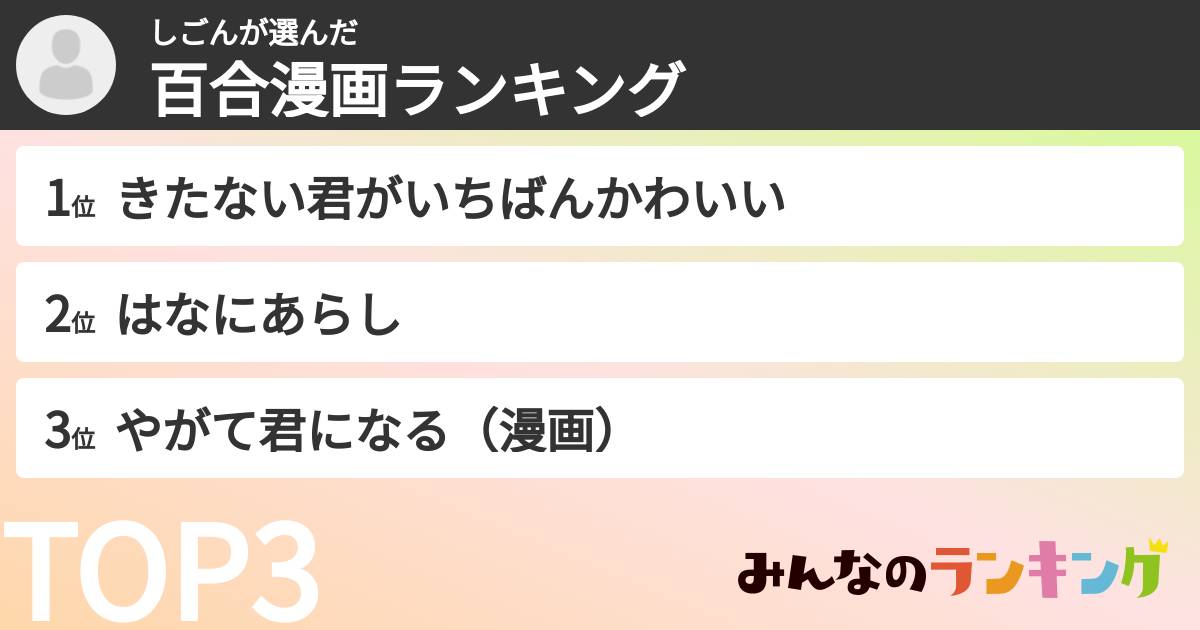 しごんさんの「百合漫画ランキング」