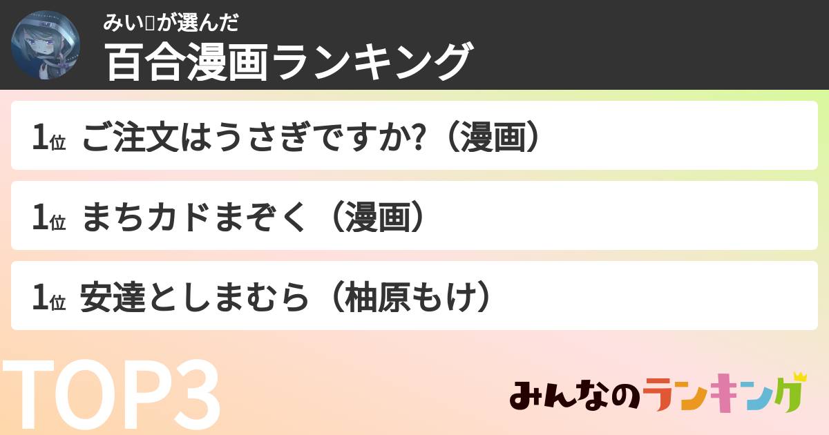 みい⛅さんの「百合漫画ランキング」