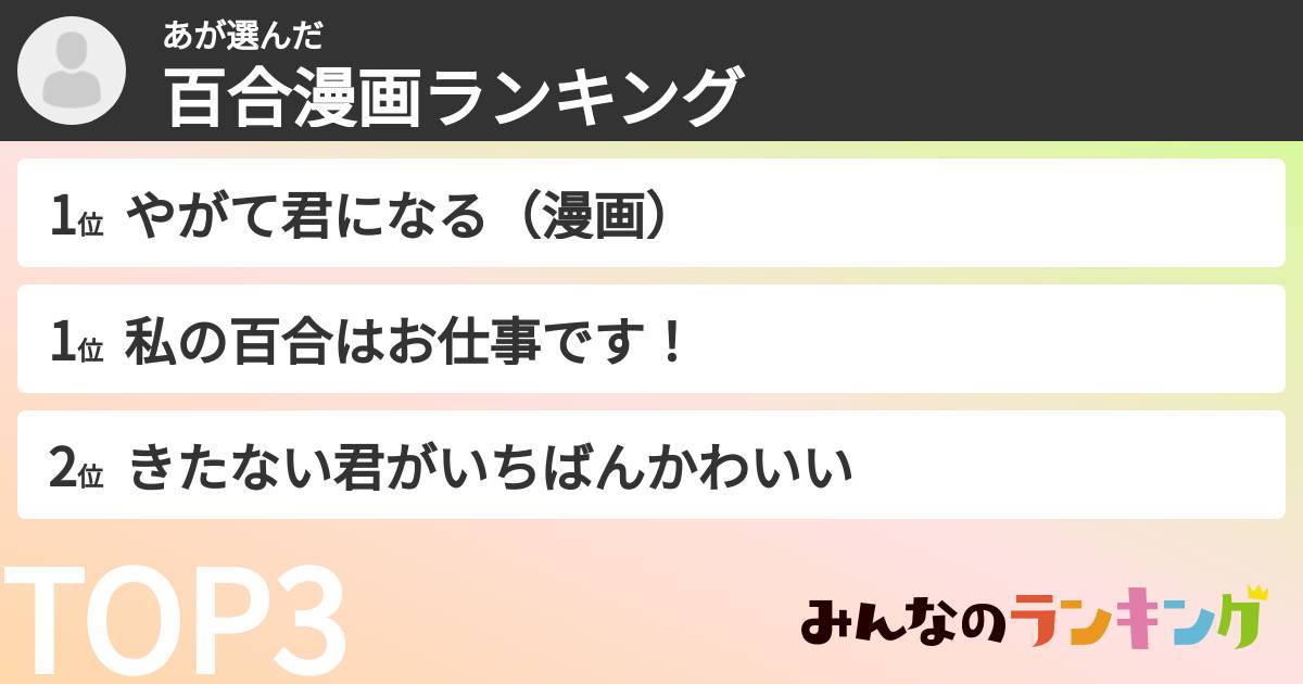あさんの「百合漫画ランキング」