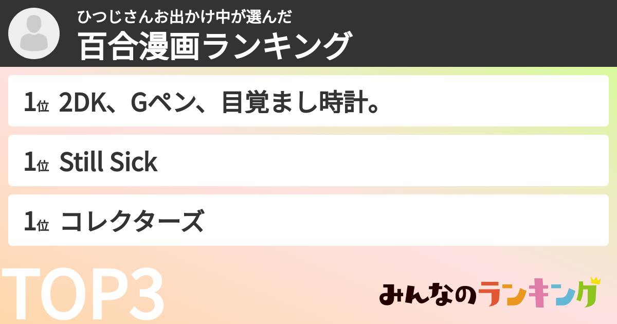 ひつじさんお出かけ中さんの「百合漫画ランキング」