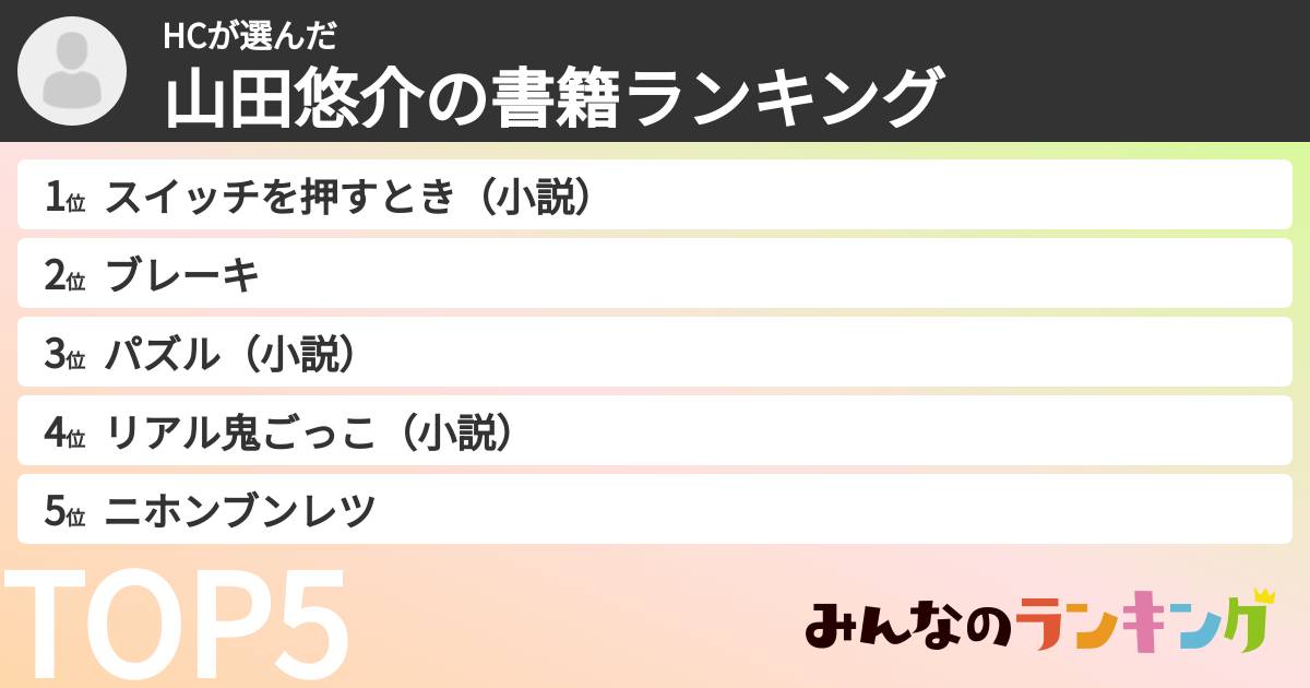 HCさんの「山田悠介の書籍ランキング」