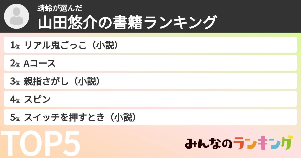 蜻蛉さんの「山田悠介の書籍ランキング」