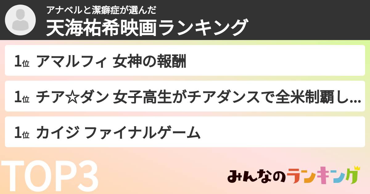 アナベルと潔癖症さんの「天海祐希映画ランキング」