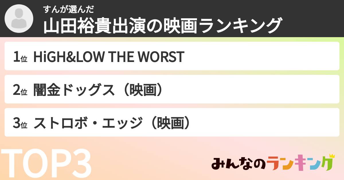 すんさんの「山田裕貴出演の映画ランキング」