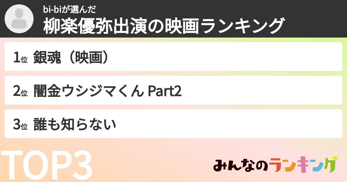 bi-biさんの「柳楽優弥出演の映画ランキング」
