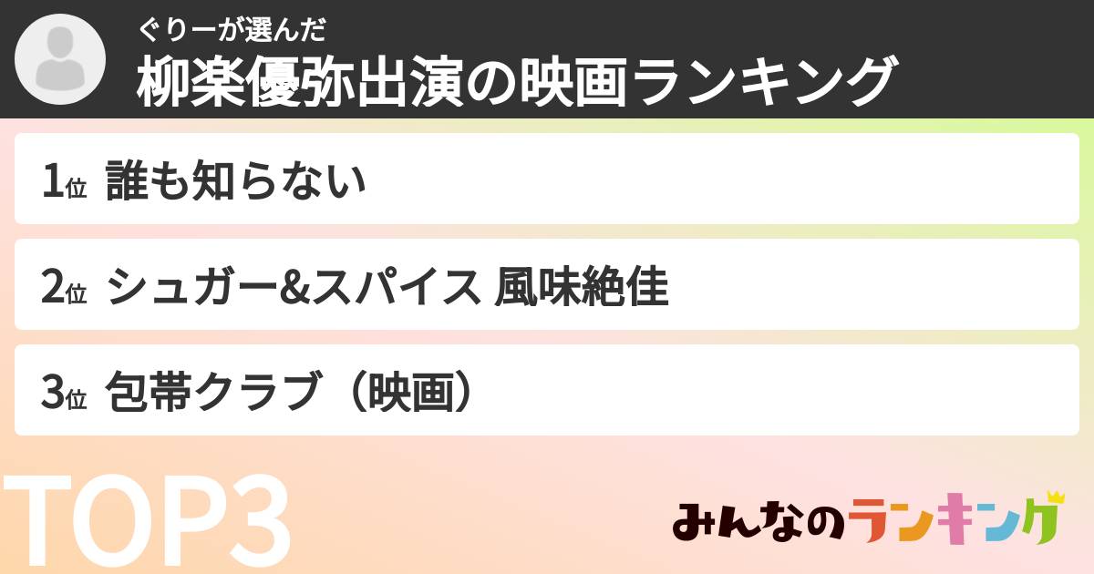 ぐりーさんの「柳楽優弥出演の映画ランキング」
