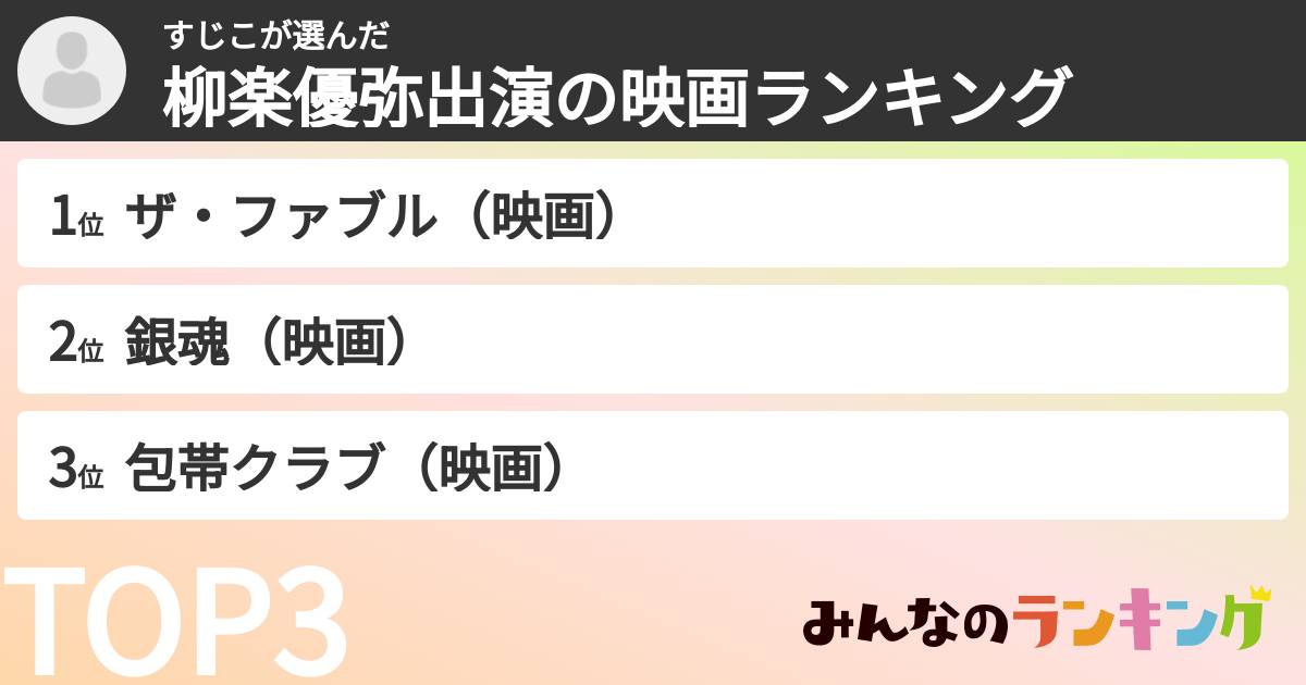 すじこさんの「柳楽優弥出演の映画ランキング」