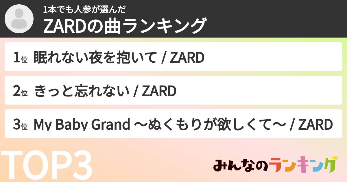 1本でも人参さんの「ZARDの曲ランキング」