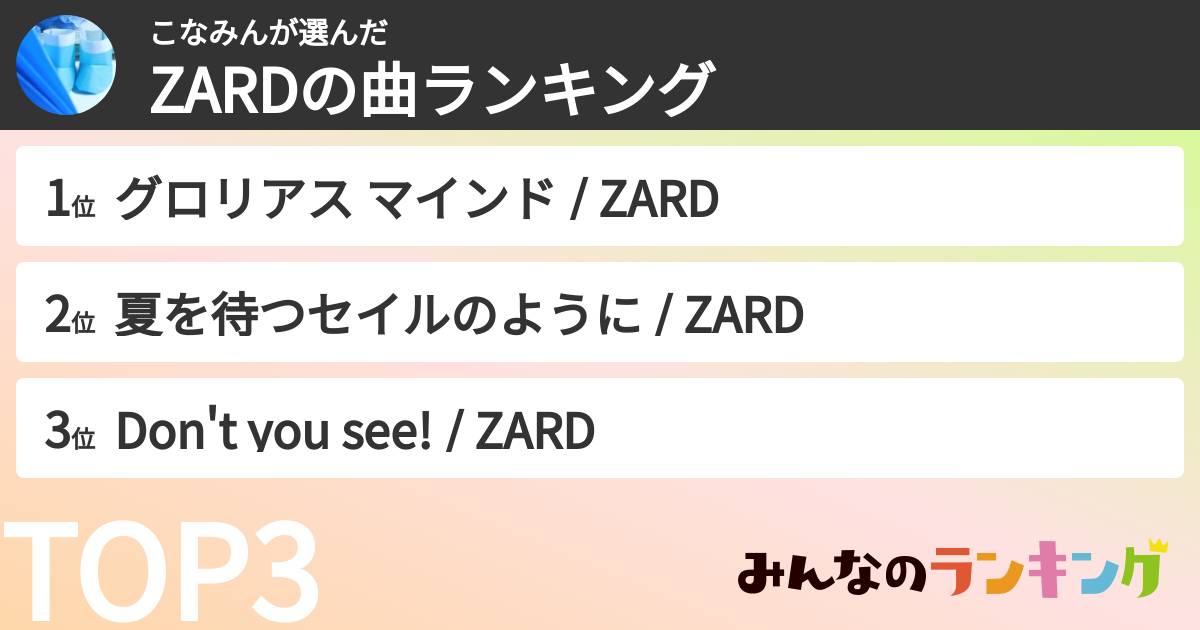こなみんさんの「ZARDの曲ランキング」