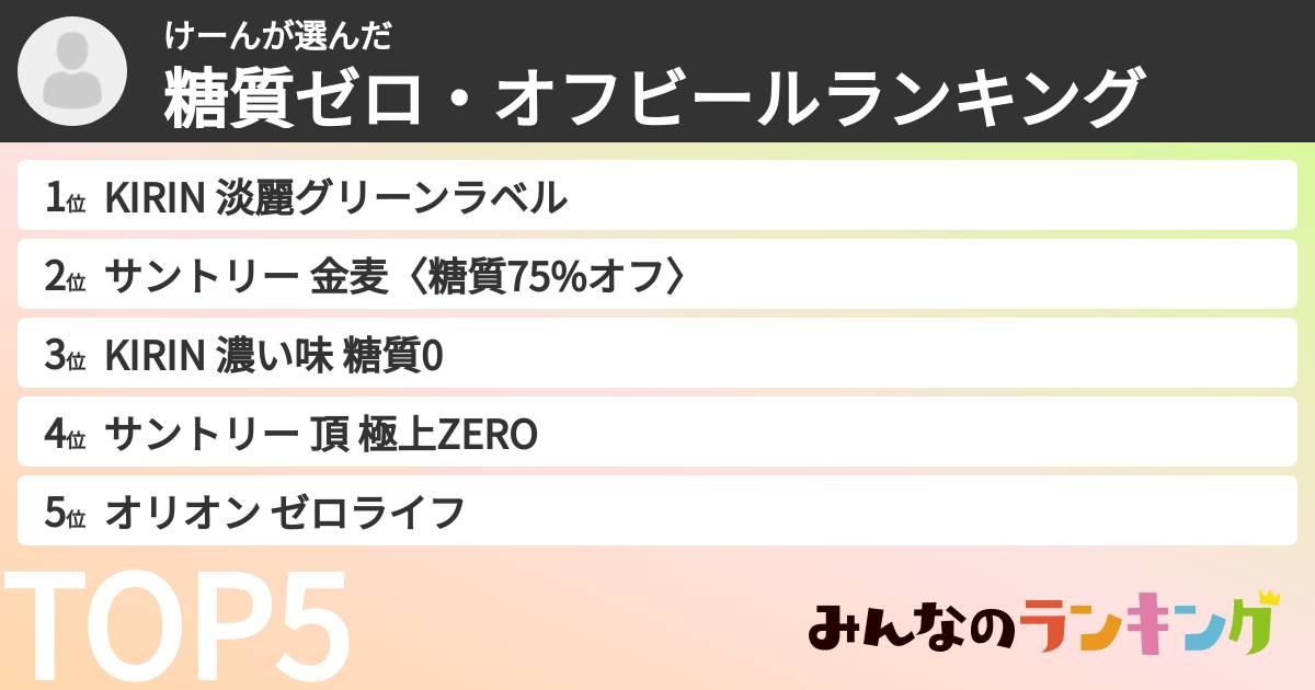 けーんさんの「糖質ゼロ・オフビールランキング」