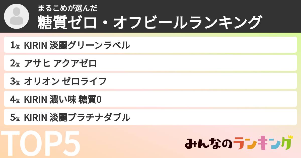まるこめさんの「糖質ゼロ・オフビールランキング」