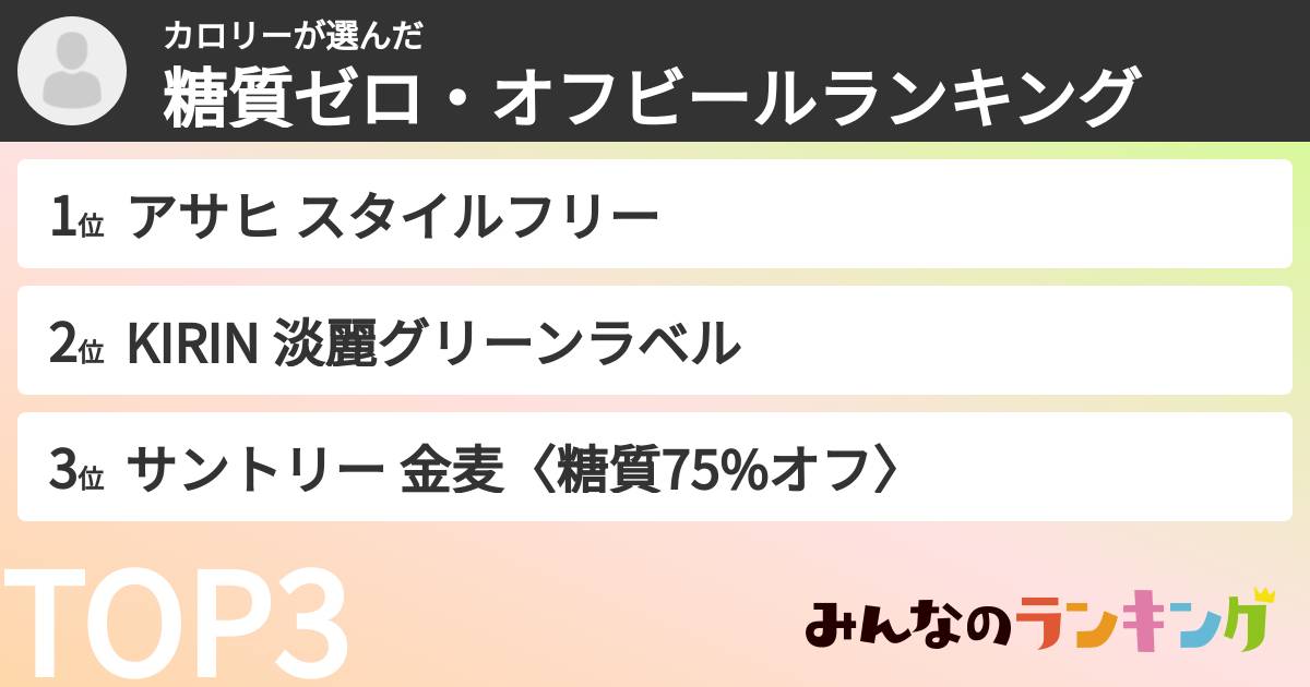 カロリーさんの「糖質ゼロ・オフビールランキング」