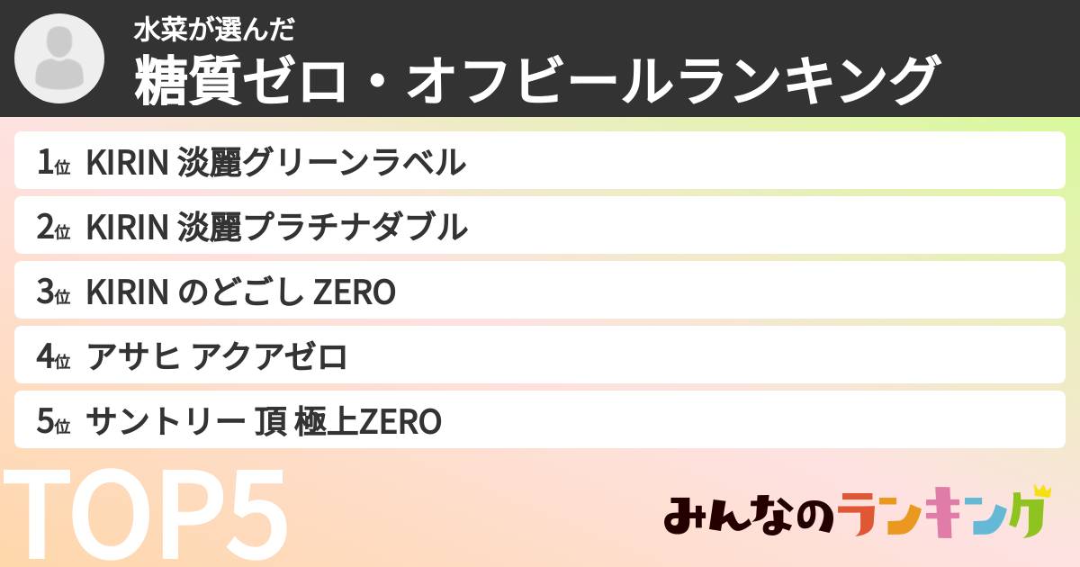 水菜さんの「糖質ゼロ・オフビールランキング」