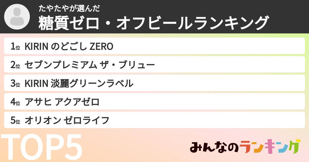 たやたやさんの「糖質ゼロ・オフビールランキング」