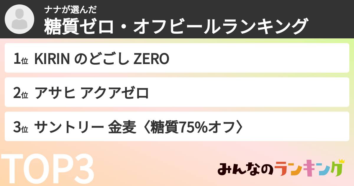 ナナさんの「糖質ゼロ・オフビールランキング」